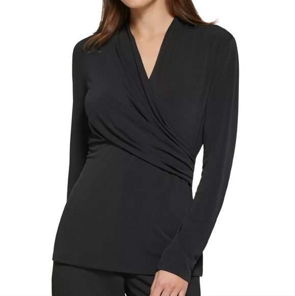 Dkny Tops Dkny Surplice Wrap Top Seafoam Green Size Large Poshmark